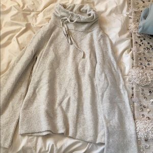 Cozy cowl sweater with swing sleeves